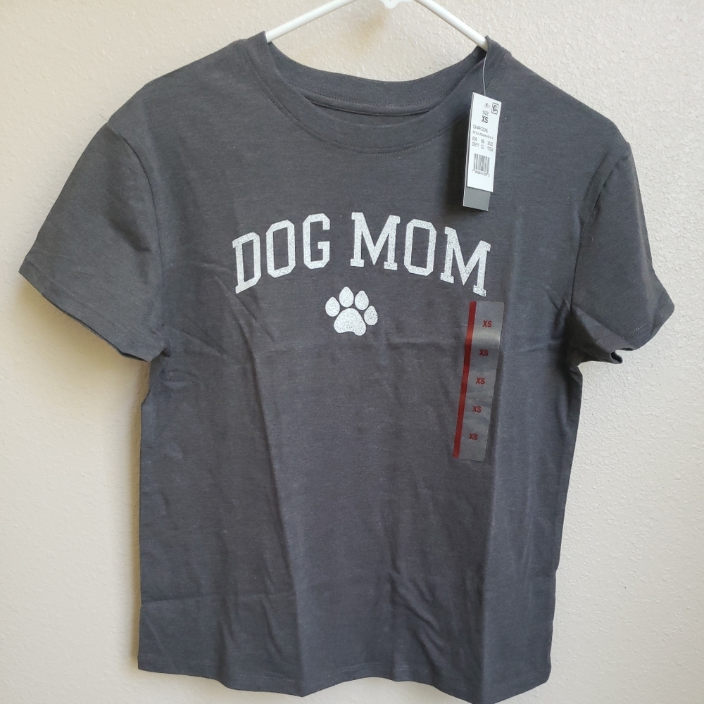 NWT! Modern Lux Dark Grey “Dog Mom” Short Sleeve T-Shirt. Various sizes avail.